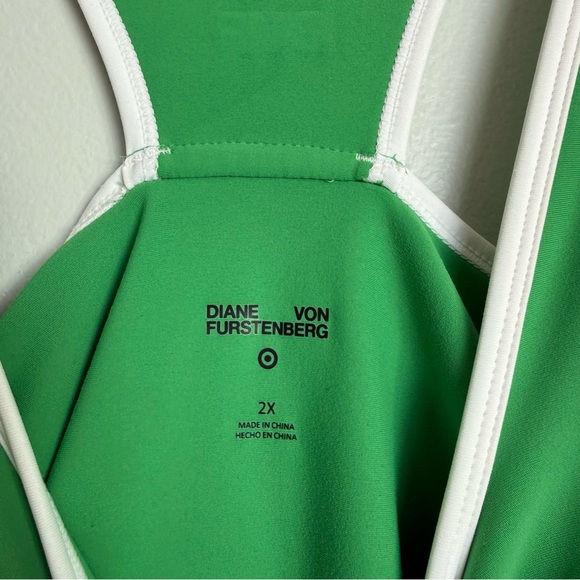 Diane Von Furstenberg For Target Green & White Racerback Full Length Bodysuit - Picture 5 of 6